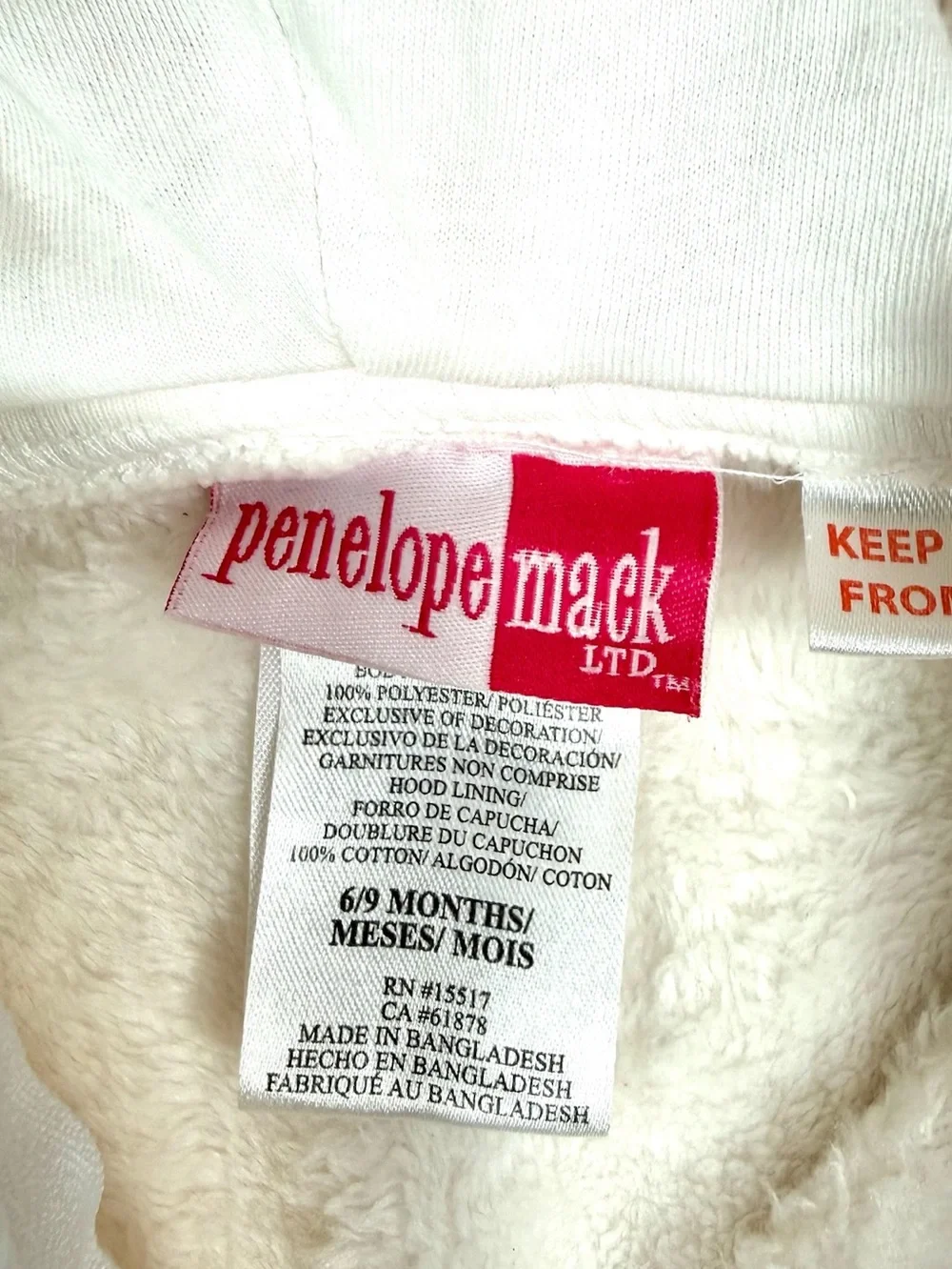 PENELOPE MACK Plush Ballerina Hooded Footed Pram Suit 6-9 Months Baby Girls